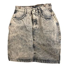 Vintage Acid Wash Denim Skirt 80s Fashion Junior Retro Miniskirt Size 9/10